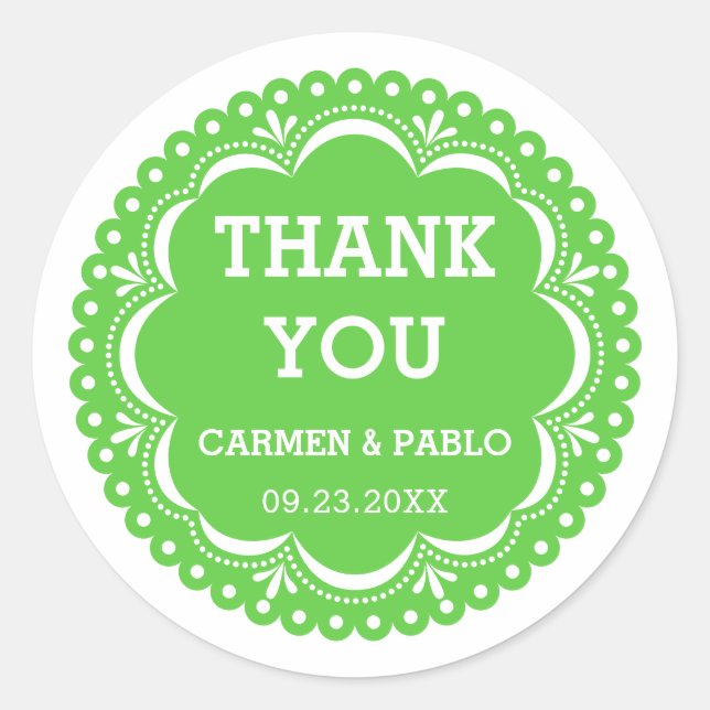 Adesivo Redondo Papel Picado Pink e Púrpura, Favor do Casamento (Frente)