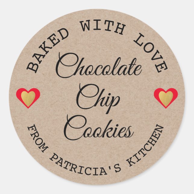 Adesivo Redondo Papel Russo Kraft Feito Com Biscoito Caseiro De Am (Frente)