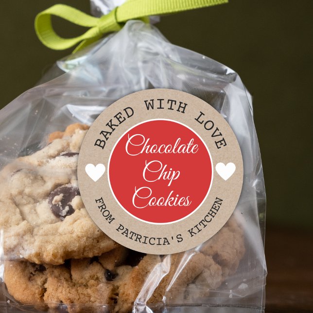Adesivo Redondo Papel Rustic Kraft Feito Com Biscoitos De Choco Co (Criador carregado)