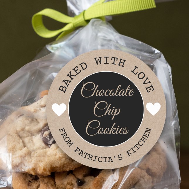 Adesivo Redondo Papel Rustic Kraft Feito Com Biscoitos De Choco Co (Criador carregado)