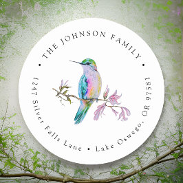 Adesivo Redondo Papel Timbrado Beija-Flor Bonito Aquarela