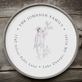 Adesivo Redondo Papel timbrado de Retorno do Rouxinol Cantando em 