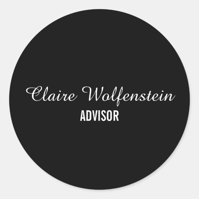 Adesivo Redondo Papelaria de negócios minimalista em preto e branc (Frente)