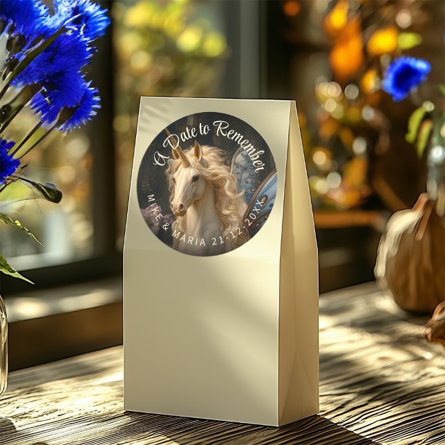 Adesivo Redondo Papelaria Fada Unicórnio Borboleta Azul Clássica (Criador carregado)