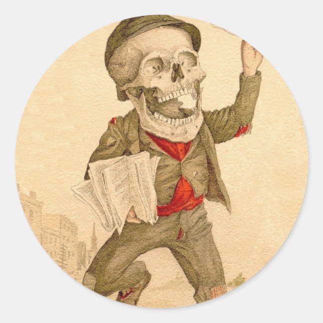 Adesivo Redondo Paperboy Esqueletal (Frente)
