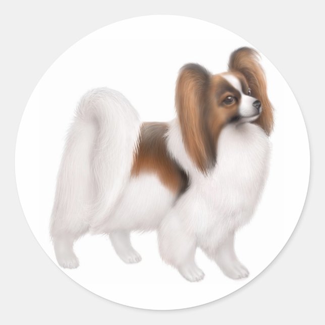 Adesivo Redondo Papillon Dog Sticker (Frente)