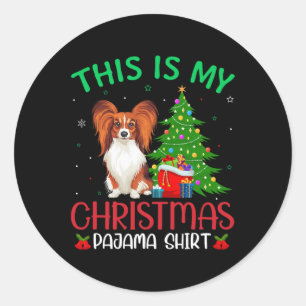 Adesivo Redondo Papillon Dog Ugly Xmas Festa Este É O Meu Natal