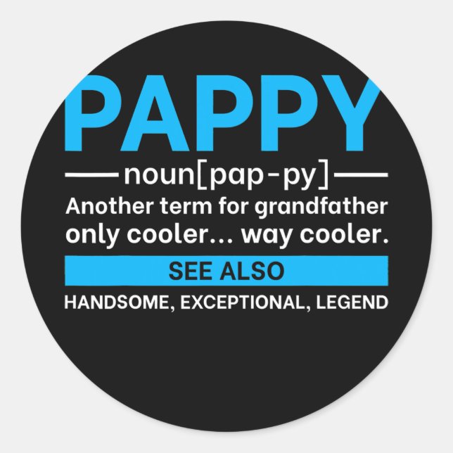 Adesivo Redondo Pappy Fathers Day With Nice Pappy Definition (Frente)
