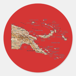 Adesivo Redondo Papua-Nova Guiné Map Sticker