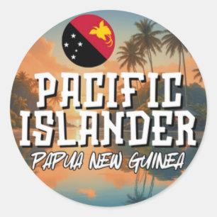Adesivo Redondo Papua-Nova Guiné PNG Sticker Pacific Islander