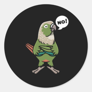 Adesivo Redondo Paquete Verde Cheek Conure de Mão Verde