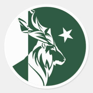 Adesivo Redondo Paquistão Markhor Pakistani National Animal Flag