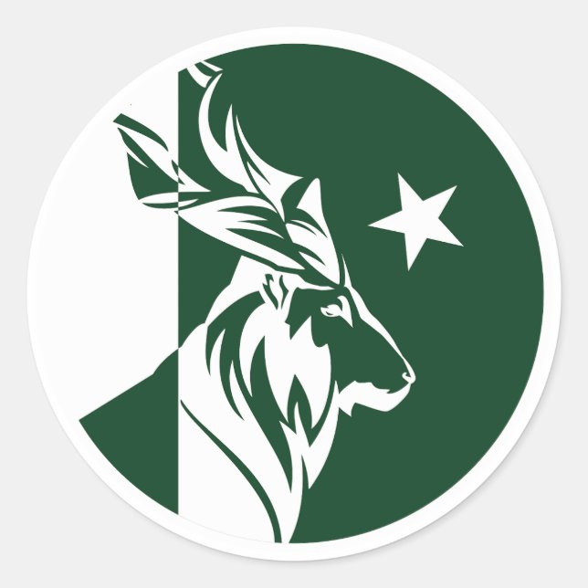 Adesivo Redondo Paquistão Markhor Pakistani National Animal Flag (Frente)