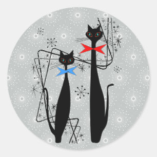 Adesivo Redondo Par de Gato Legal Moderno Meio século da Era Atô