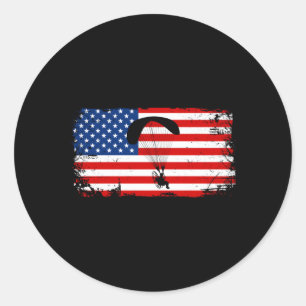 Adesivo Redondo Par de Paramotoring Powered Flag Americano