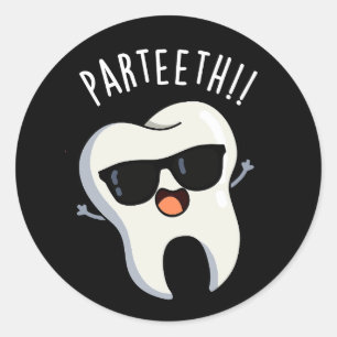 Adesivo Redondo Par-teeth Piadas Dentárias Engraçadas com Fundo Es