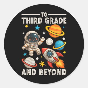 Adesivo Redondo Para a Terceira Série E Além Astronauta Divertido
