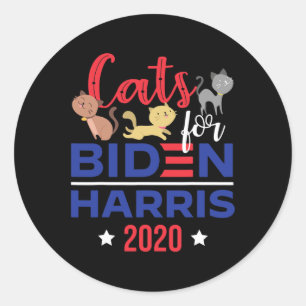 Adesivo Redondo Para Biden Harris - Bonito Gato-Proprietário Democ