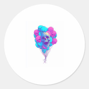 Adesivo Redondo Para cima e para baixo � crânio flutuante engraçad