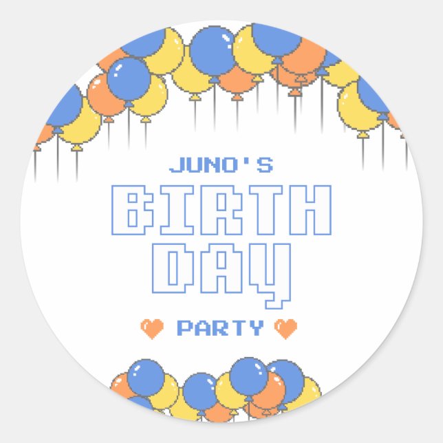Adesivo redondo para Festa de aniversário | Retro (Frente)