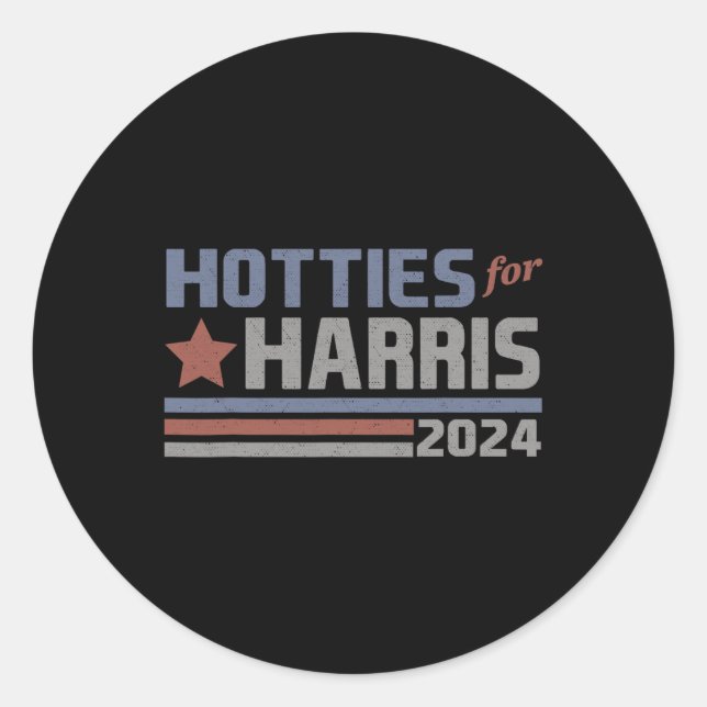 Adesivo Redondo Para Harris 24 Hotties Para Harris 2024 Tee 3 (Frente)
