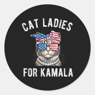 Adesivo Redondo Para Kamala Harris Cat Ladies Usa 2024 Womens