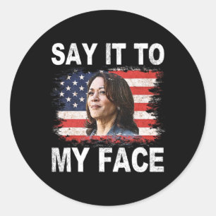 Adesivo Redondo Para Minha Cara, Engraçado Kamala-harris Aborda Tr
