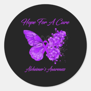 Adesivo Redondo Para o Cure Purple Butterfly Alzheimerheimer Brain