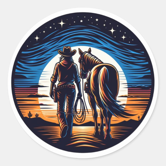 Adesivo Redondo Para o pôr do sol (Frente)