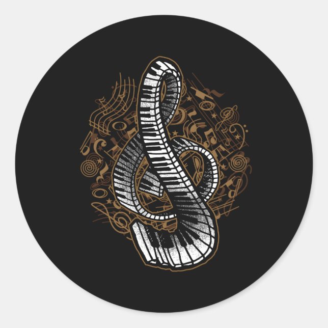 Adesivo Redondo Para Piano Pianista (Frente)