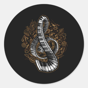 Adesivo Redondo Para Piano Pianista