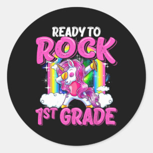 Adesivo Redondo Para Rock 1rua A Dabbing Unicorn De Volta À Escola