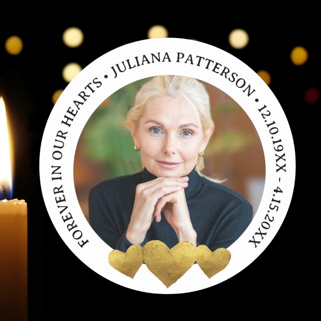 Adesivo Redondo Para sempre em nossos Corações, Dourada Keepsasaam (Criador carregado)