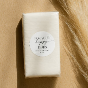 Adesivo Redondo Para Sua Feliz Boca De Tecido De Casamento De Lágr