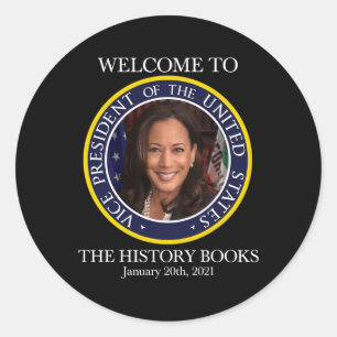 Adesivo Redondo Para The History Books Kamala Harris 2021 Usa V.p.