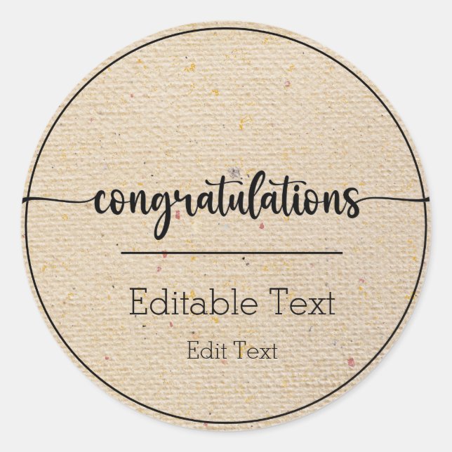 Adesivo Redondo Parabéns (Frente)