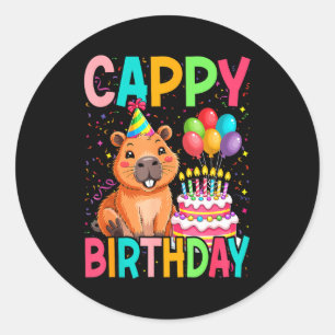 Adesivo Redondo Parabéns Cappy Amantes de Capivara Menina Menino F