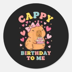 Adesivo Redondo Parabéns cappy para divertido capivara aniversário