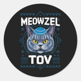 Adesivo Redondo Parabéns Chanuká Festa Judaica do Gato