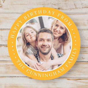 Adesivo Redondo Parabéns Clássico Simples Família Foto Clássica