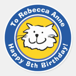 Adesivo Redondo Parabéns com nome e idade 8