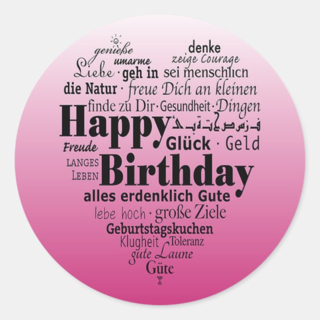 Adesivo Redondo Parabéns, coração (Frente)