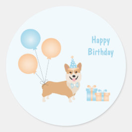 Adesivo Redondo Parabéns, Corgi