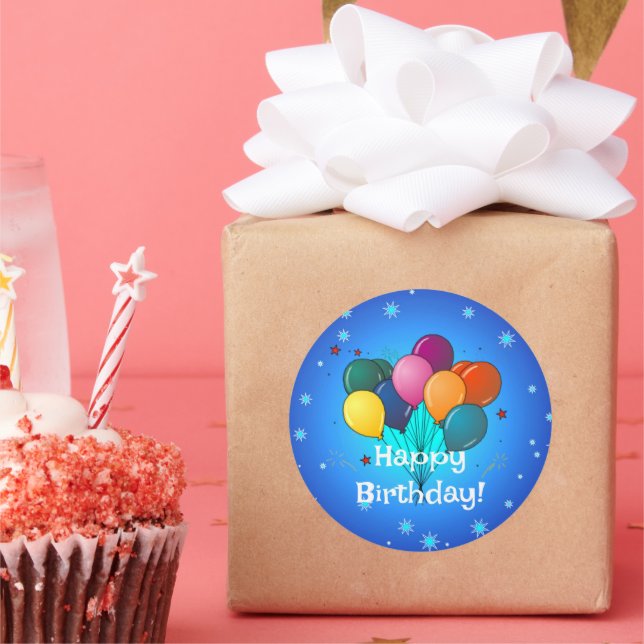 Adesivo Redondo Parabéns da Celebração de Aniversário (Festa)