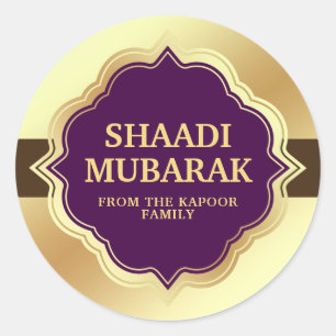 Adesivo Redondo Parabéns de casamento Shaadi Mubarak Sticker