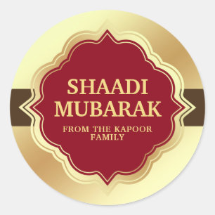 Adesivo Redondo Parabéns de casamento Shaadi Mubarak Sticker