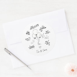 Adesivo Redondo Parabéns do Balão Moderno do Porodle Personalizado