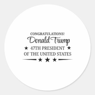 Adesivo Redondo Parabéns Donald Trump Black and White 47th