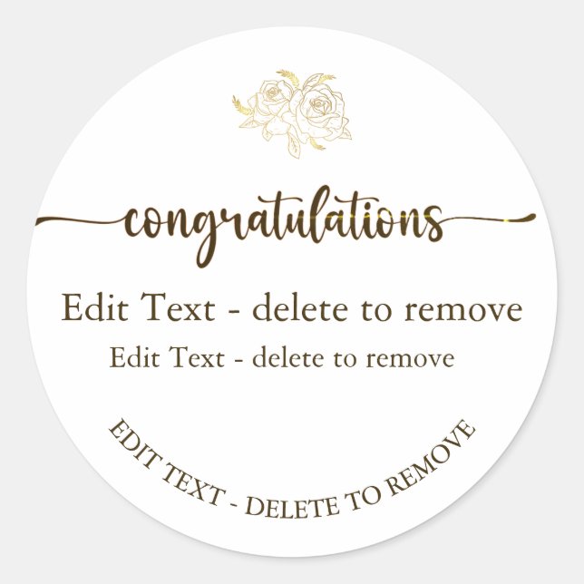 Adesivo Redondo Parabéns Dourado (Frente)