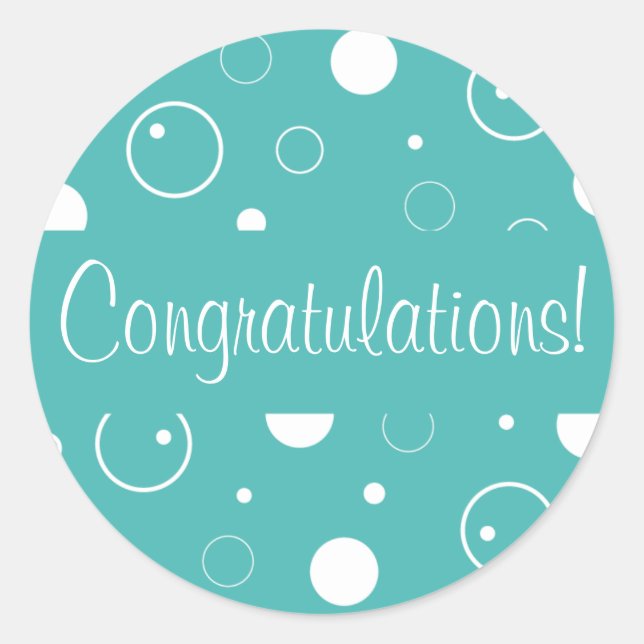 Adesivo Redondo Parabéns Envelope Selo de Bolhas (Frente)